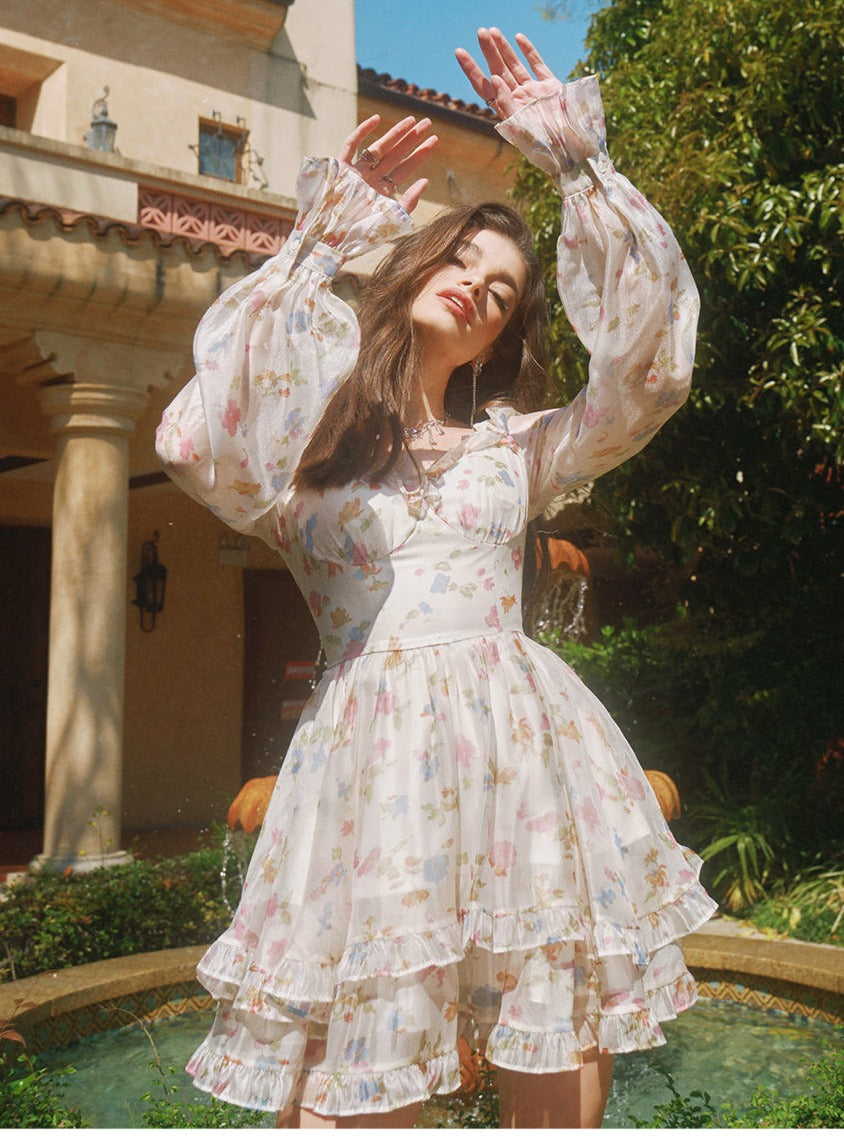 Kiah Floral Chiffon Mini Dress1