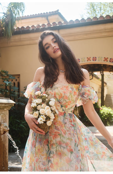 Gaia Floral Organza Maxi Dress