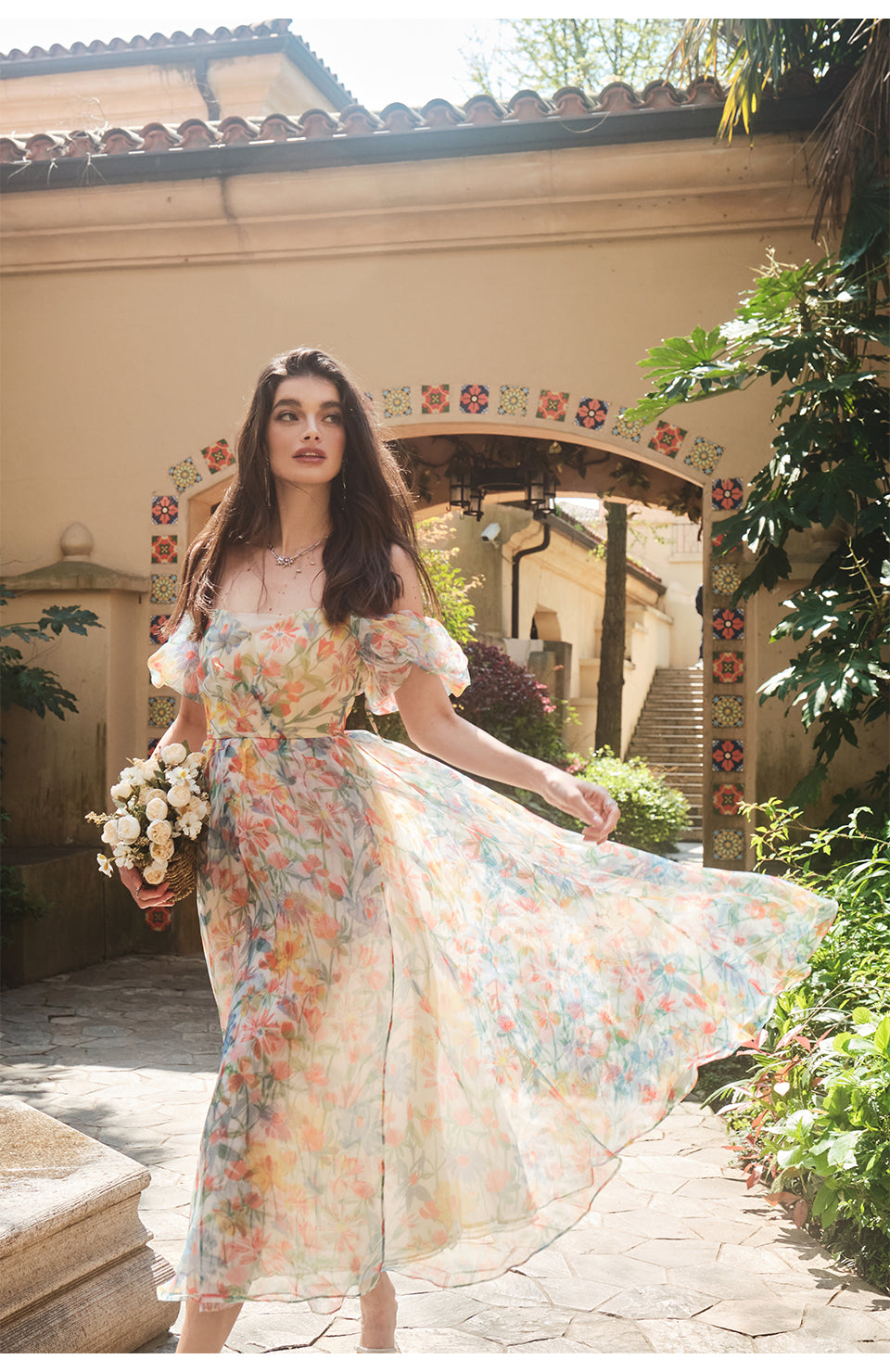 Gaia Floral Organza Maxi Dress