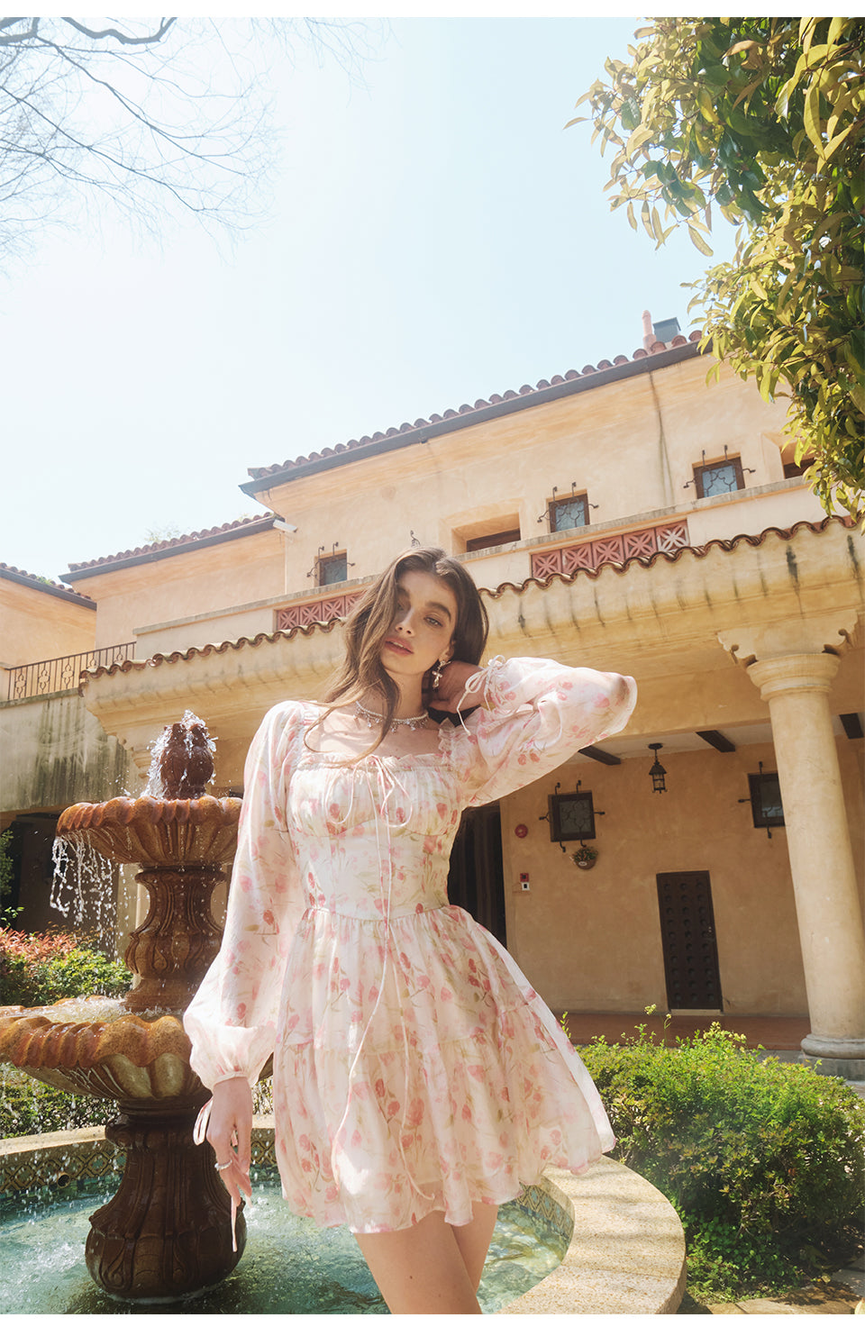 Brianna Floral Chiffon Bustier Mini Dress