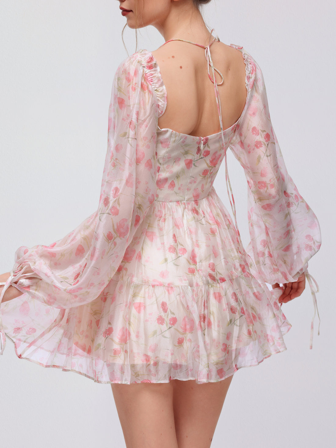 Brianna Floral Chiffon Bustier Mini Dress