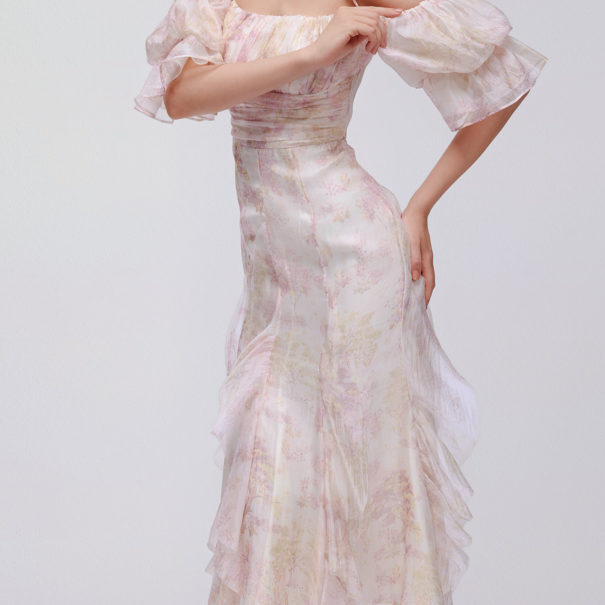 Jasmine Floral Organza Maxi Dress